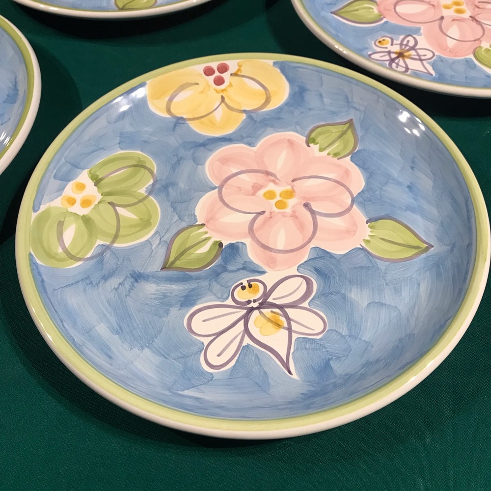 Hand painted dinner plates By “Caleca” are made in Italy, 4pc set - Picture 2 of 9